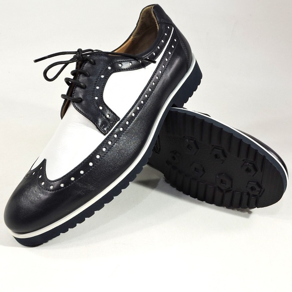 PAKERSON ?? MEN\'S BLUE & WHITE LEATHER FASHION OXFORD SHOES